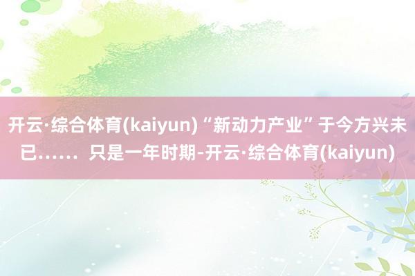 开云·综合体育(kaiyun)“新动力产业”于今方兴未已……  只是一年时期-开云·综合体育(kaiyun)