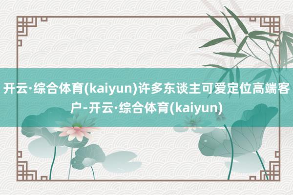 开云·综合体育(kaiyun)许多东谈主可爱定位高端客户-开云·综合体育(kaiyun)