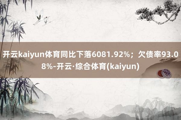 开云kaiyun体育同比下落6081.92%；欠债率93.08%-开云·综合体育(kaiyun)