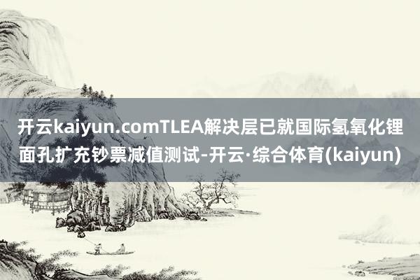 开云kaiyun.comTLEA解决层已就国际氢氧化锂面孔扩充钞票减值测试-开云·综合体育(kaiyun)