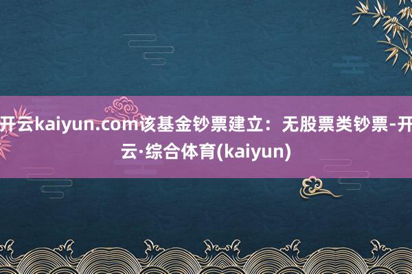 开云kaiyun.com该基金钞票建立：无股票类钞票-开云·综合体育(kaiyun)