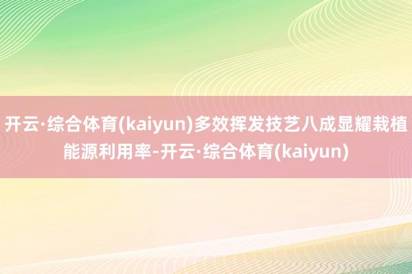 开云·综合体育(kaiyun)多效挥发技艺八成显耀栽植能源利用率-开云·综合体育(kaiyun)